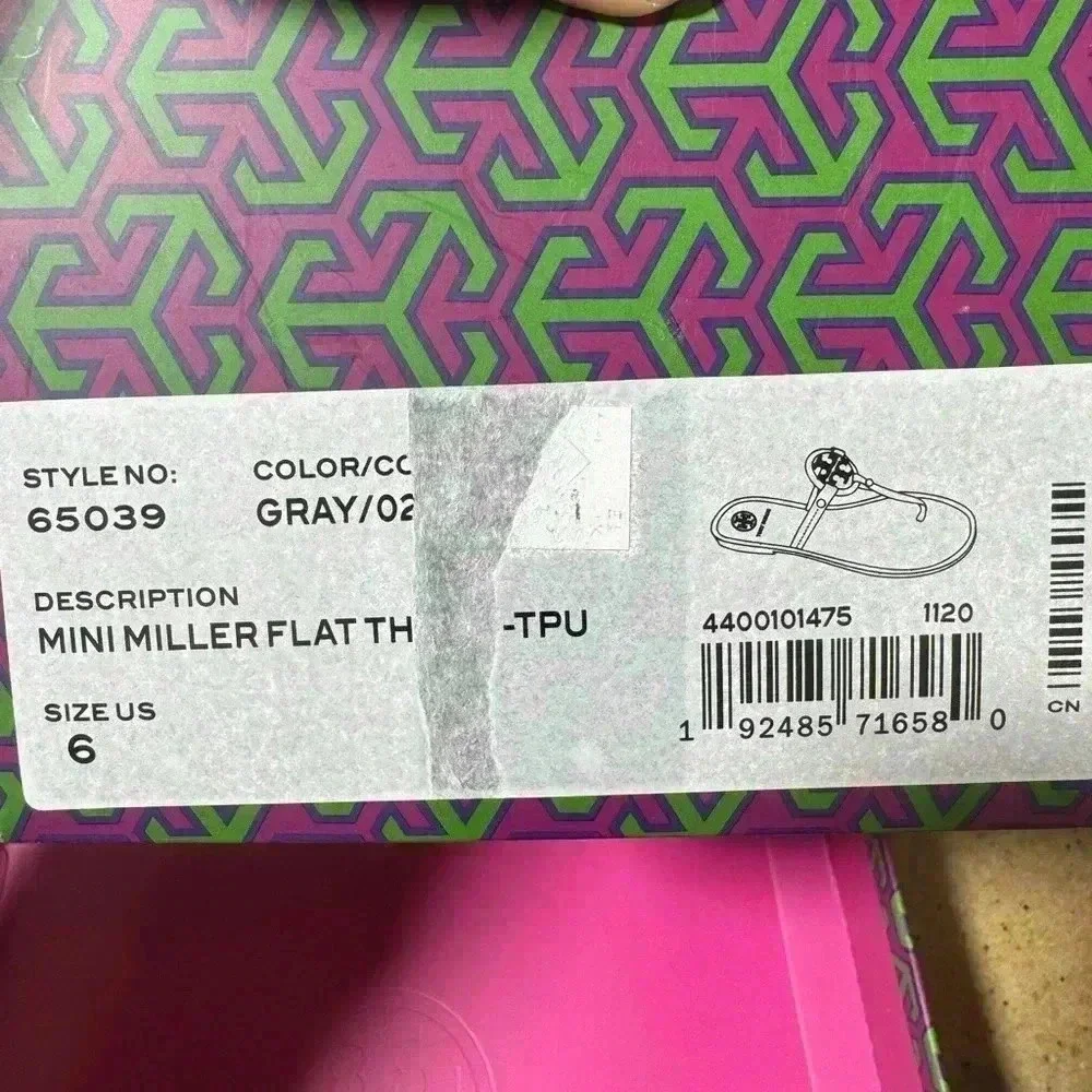 Tory Burch Mini Miller Jelly Thong Sandal Gray Size 6 like new with box